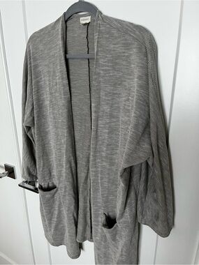 ANTHROPOLOGIE DONNI Light Gray Open-Front Ribbed Cardigan